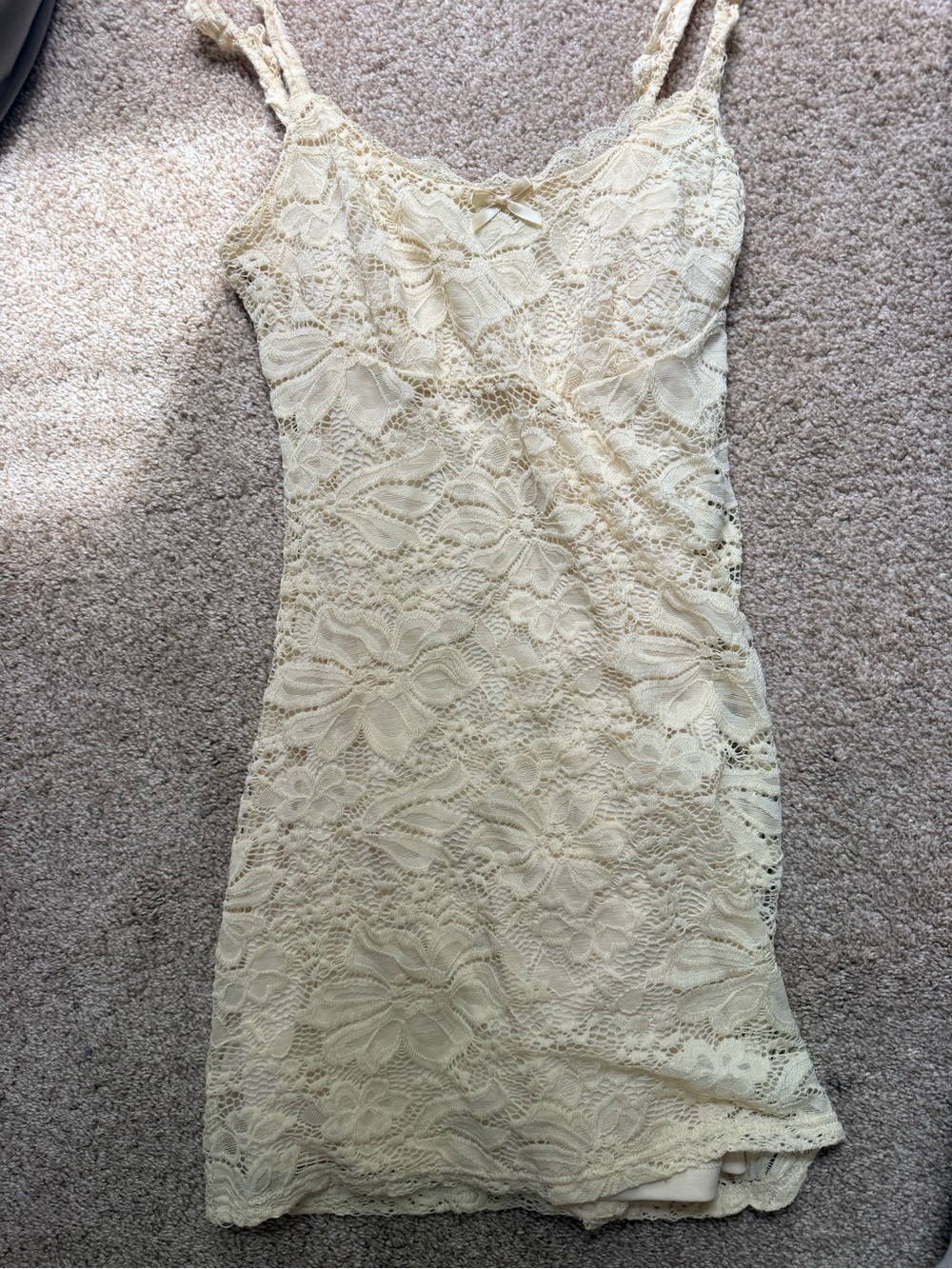 Lace Slip Dress in light yellow